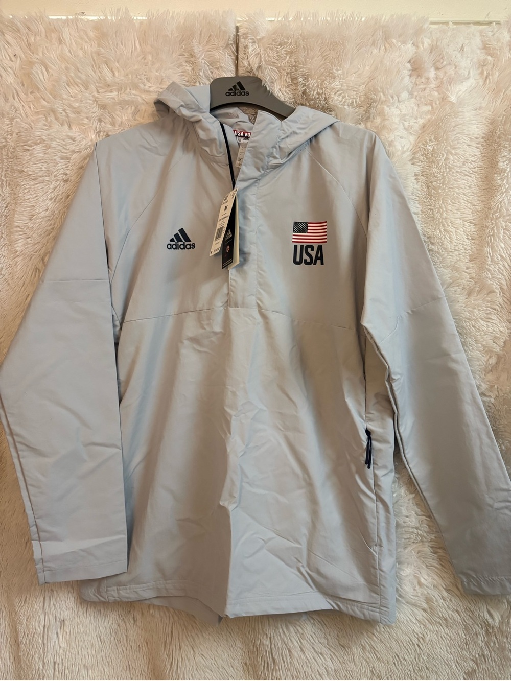 adidas Men's USA Volleyball Anorak Jacket with Hood FK1043